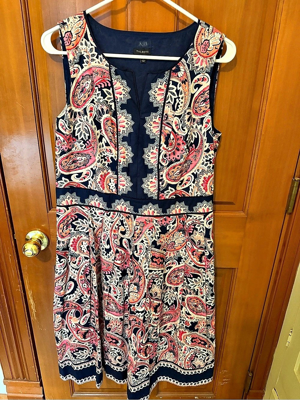 Talbots Retro Paisley Fit-and-Flare Cocktail Dress
